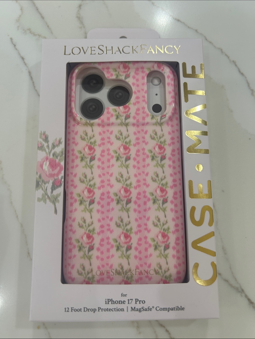 LoveShackFancy Pink Rose Pattern iPhone 17 Pro Case - Picture 4 of 4